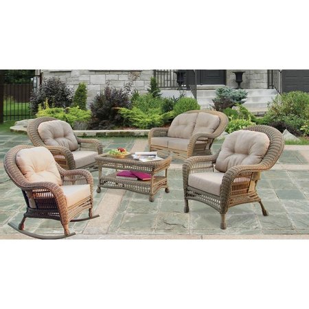W UNLIMITED Outdoor Garden Patio Rocking Chairs Conversation Set - 5 Piece SW1308SET5R